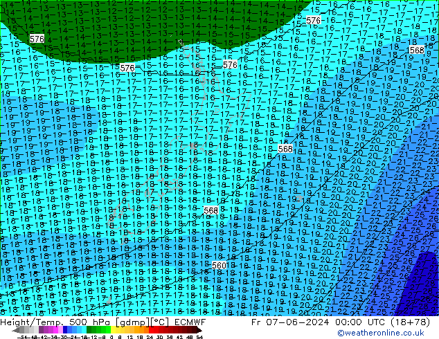 Height/Temp. 500 hPa ECMWF Fr 07.06.2024 00 UTC