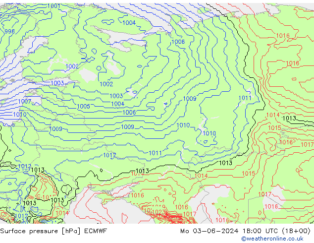 приземное давление ECMWF пн 03.06.2024 18 UTC