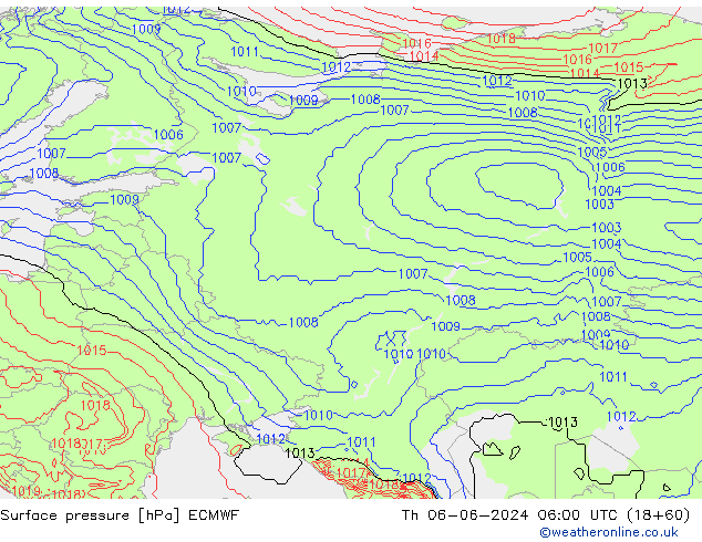 Surface pressure ECMWF Th 06.06.2024 06 UTC