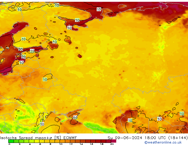 Isotachs Spread ECMWF Ne 09.06.2024 18 UTC