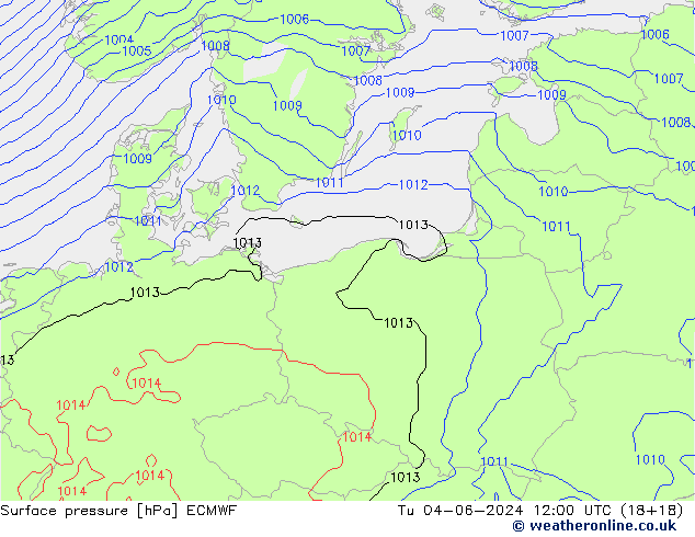 Yer basıncı ECMWF Sa 04.06.2024 12 UTC