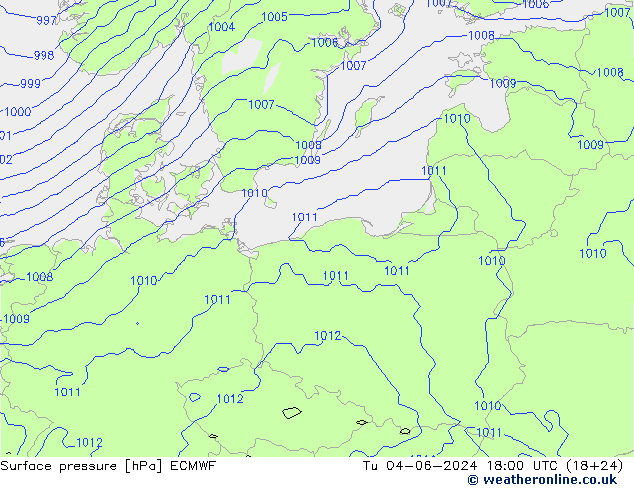 Luchtdruk (Grond) ECMWF di 04.06.2024 18 UTC