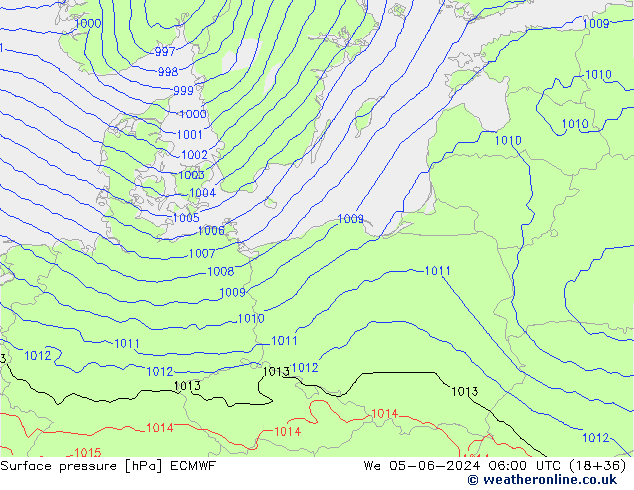 ciśnienie ECMWF śro. 05.06.2024 06 UTC