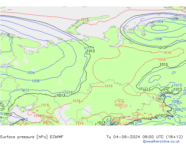 Yer basıncı ECMWF Sa 04.06.2024 06 UTC