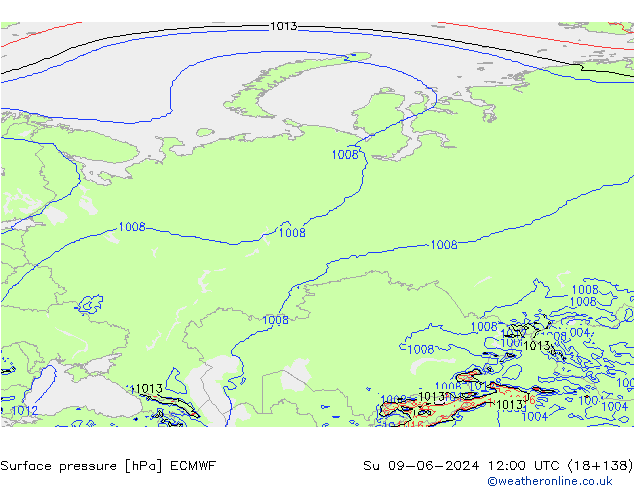 Surface pressure ECMWF Su 09.06.2024 12 UTC