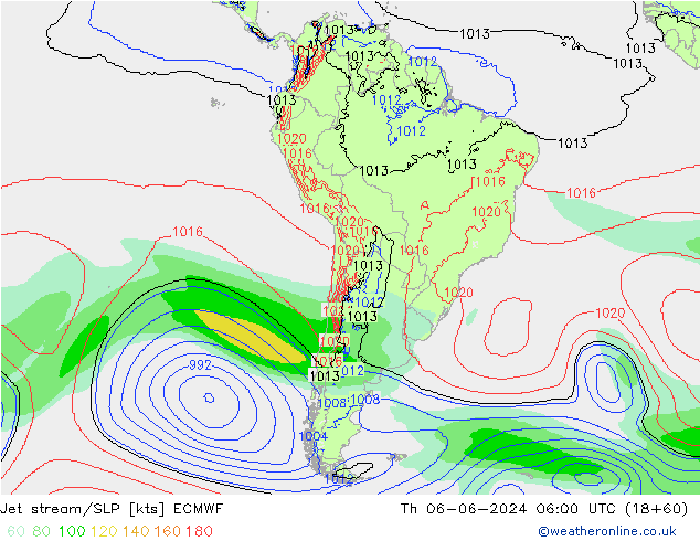 Jet stream/SLP ECMWF Th 06.06.2024 06 UTC