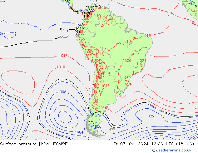 pression de l'air ECMWF ven 07.06.2024 12 UTC