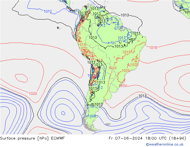 Pressione al suolo ECMWF ven 07.06.2024 18 UTC