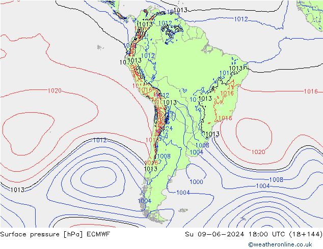 Yer basıncı ECMWF Paz 09.06.2024 18 UTC