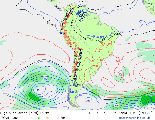 High wind areas ECMWF Tu 04.06.2024 18 UTC