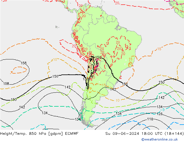 Géop./Temp. 850 hPa ECMWF dim 09.06.2024 18 UTC