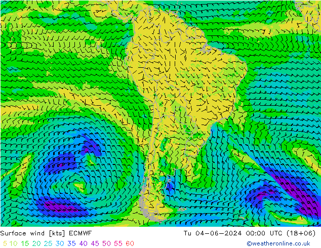 Viento 10 m ECMWF mar 04.06.2024 00 UTC