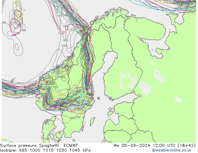 ciśnienie Spaghetti ECMWF śro. 05.06.2024 12 UTC