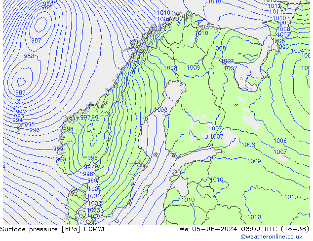 Yer basıncı ECMWF Çar 05.06.2024 06 UTC