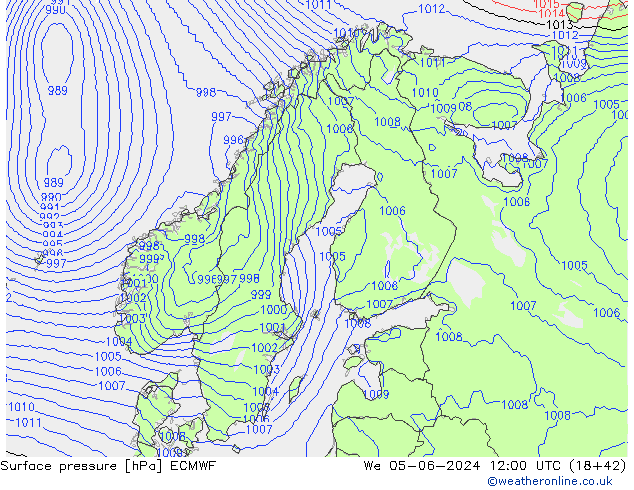 Pressione al suolo ECMWF mer 05.06.2024 12 UTC