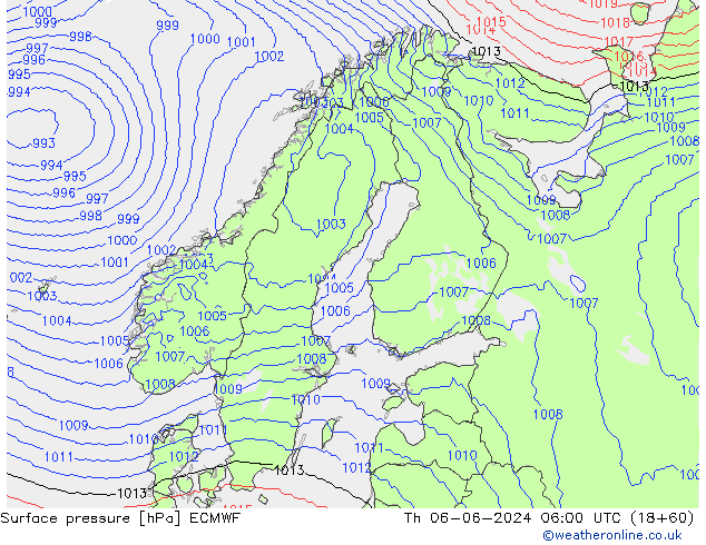 Surface pressure ECMWF Th 06.06.2024 06 UTC