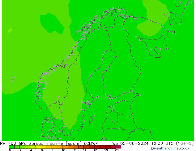 RH 700 hPa Spread ECMWF St 05.06.2024 12 UTC