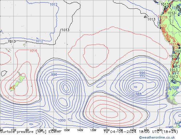 Surface pressure ECMWF Tu 04.06.2024 18 UTC