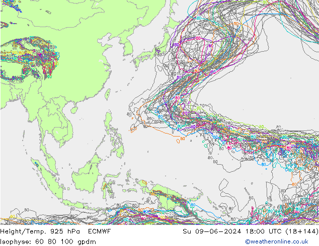 Height/Temp. 925 hPa ECMWF Ne 09.06.2024 18 UTC