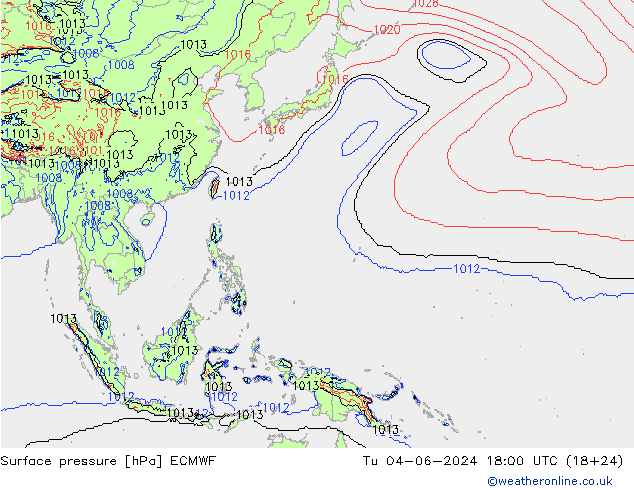 ciśnienie ECMWF wto. 04.06.2024 18 UTC