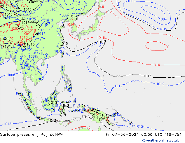 ciśnienie ECMWF pt. 07.06.2024 00 UTC