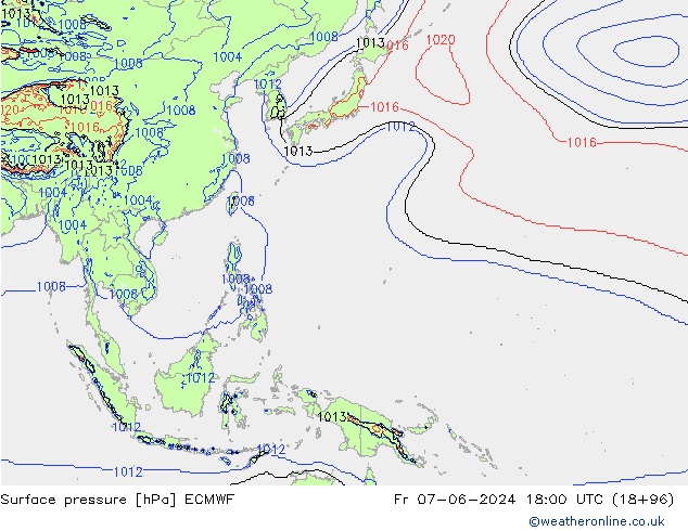 Yer basıncı ECMWF Cu 07.06.2024 18 UTC