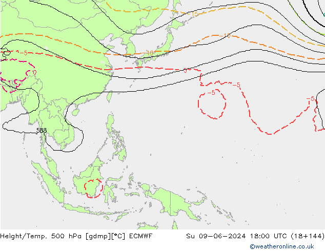 Height/Temp. 500 hPa ECMWF Ne 09.06.2024 18 UTC