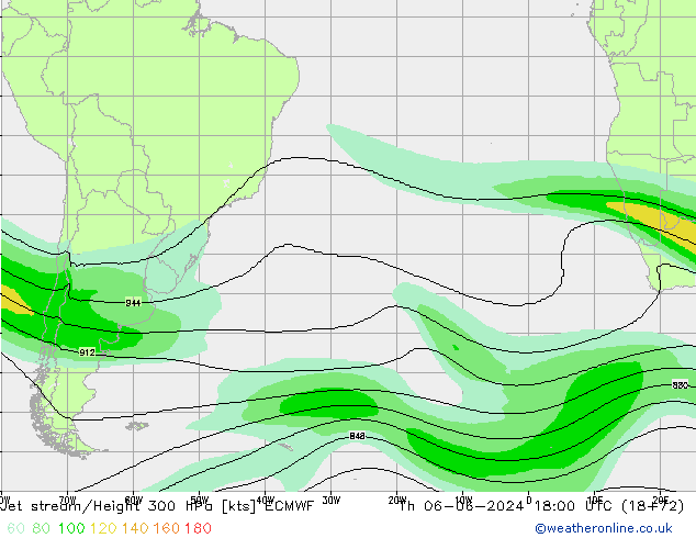 Jet stream/Height 300 hPa ECMWF Th 06.06.2024 18 UTC