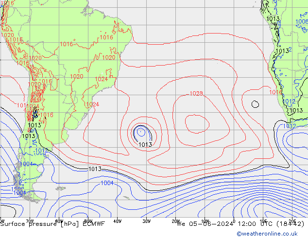 Pressione al suolo ECMWF mer 05.06.2024 12 UTC