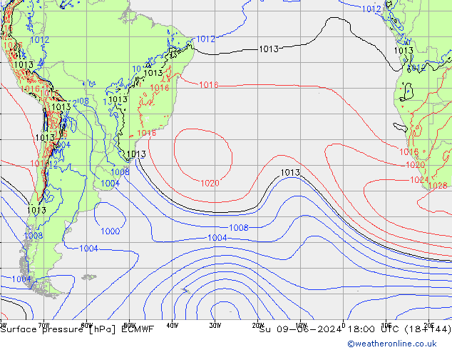 ciśnienie ECMWF nie. 09.06.2024 18 UTC