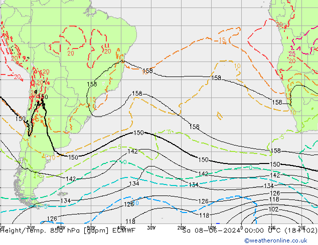 Height/Temp. 850 hPa ECMWF Sa 08.06.2024 00 UTC