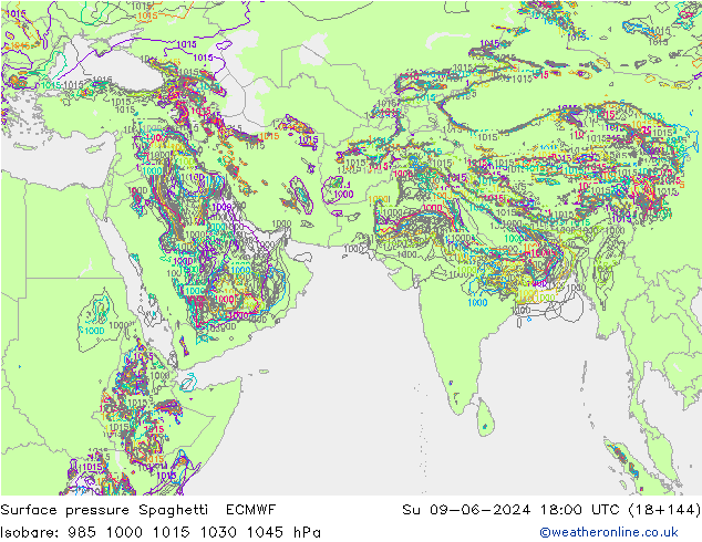 Yer basıncı Spaghetti ECMWF Paz 09.06.2024 18 UTC