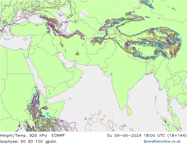 Height/Temp. 925 hPa ECMWF  09.06.2024 18 UTC