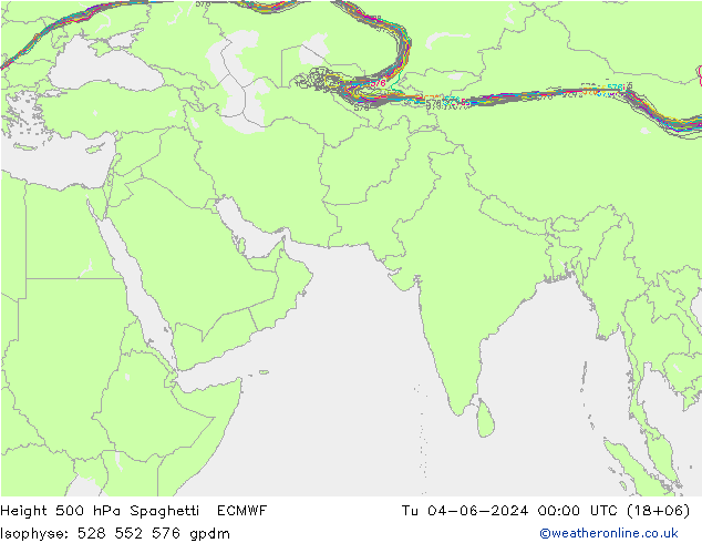 Height 500 hPa Spaghetti ECMWF  04.06.2024 00 UTC