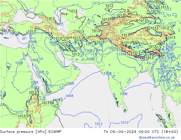 Luchtdruk (Grond) ECMWF do 06.06.2024 06 UTC