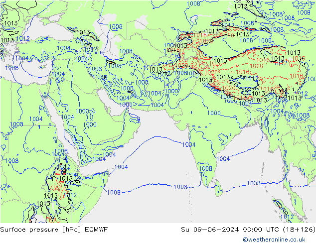 Yer basıncı ECMWF Paz 09.06.2024 00 UTC