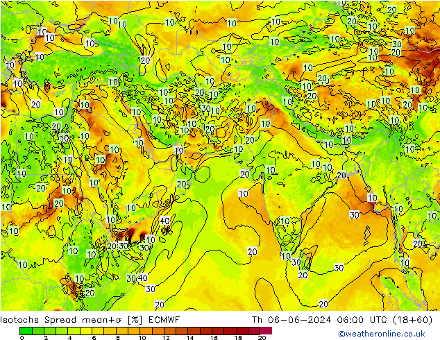 Isotachs Spread ECMWF Th 06.06.2024 06 UTC