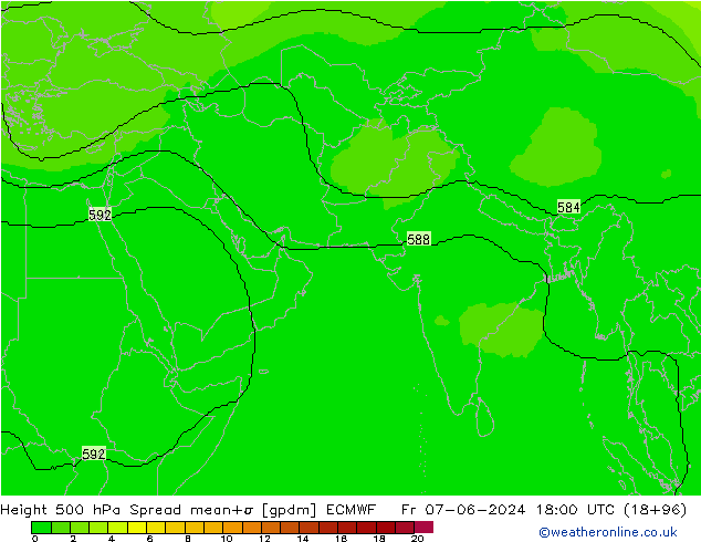 Height 500 hPa Spread ECMWF Fr 07.06.2024 18 UTC