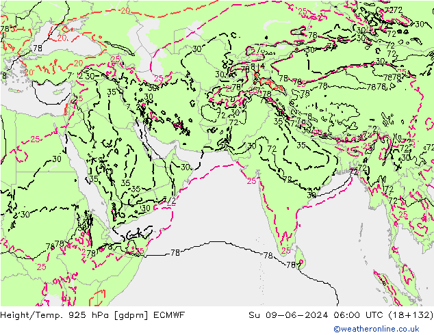 Height/Temp. 925 hPa ECMWF  09.06.2024 06 UTC