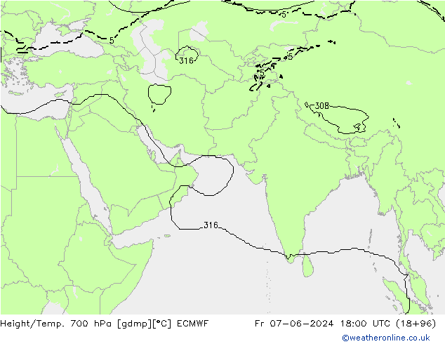 Yükseklik/Sıc. 700 hPa ECMWF Cu 07.06.2024 18 UTC