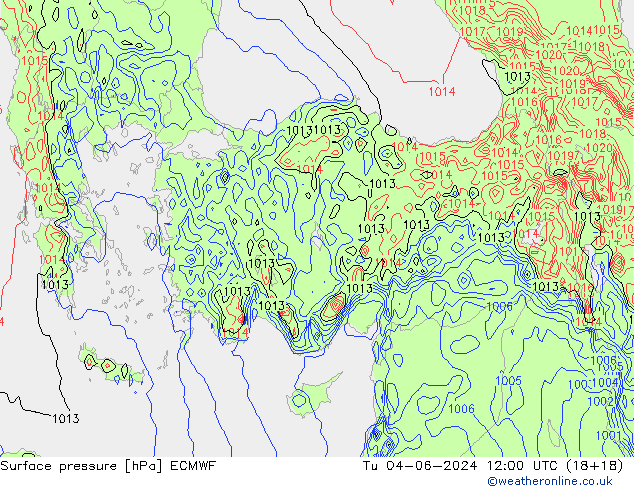 pressão do solo ECMWF Ter 04.06.2024 12 UTC