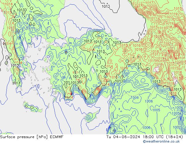 Yer basıncı ECMWF Sa 04.06.2024 18 UTC