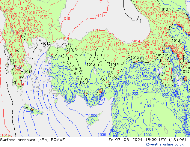 pression de l'air ECMWF ven 07.06.2024 18 UTC