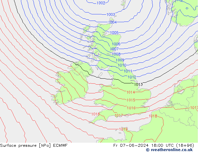 Yer basıncı ECMWF Cu 07.06.2024 18 UTC