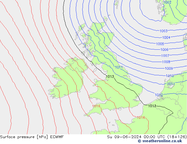 Yer basıncı ECMWF Paz 09.06.2024 00 UTC