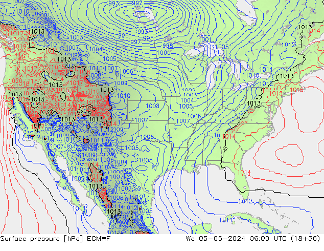 Surface pressure ECMWF We 05.06.2024 06 UTC