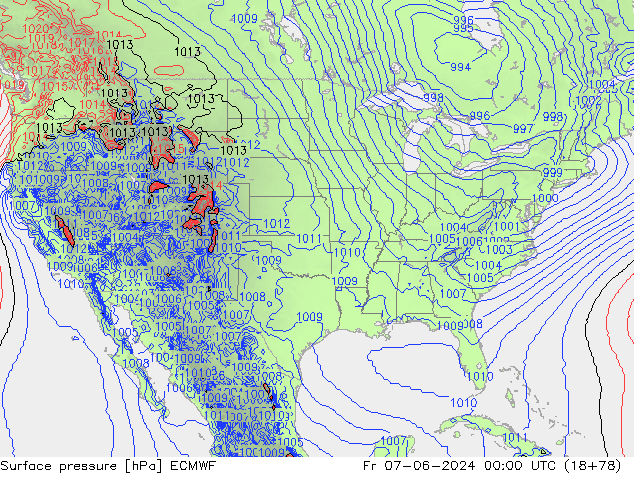 Surface pressure ECMWF Fr 07.06.2024 00 UTC