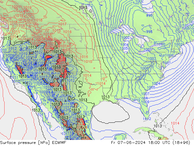 Luchtdruk (Grond) ECMWF vr 07.06.2024 18 UTC