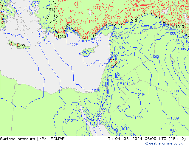 Luchtdruk (Grond) ECMWF di 04.06.2024 06 UTC