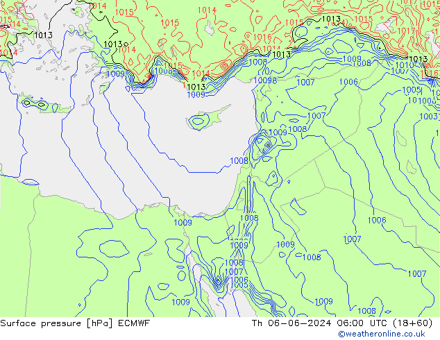 Pressione al suolo ECMWF gio 06.06.2024 06 UTC